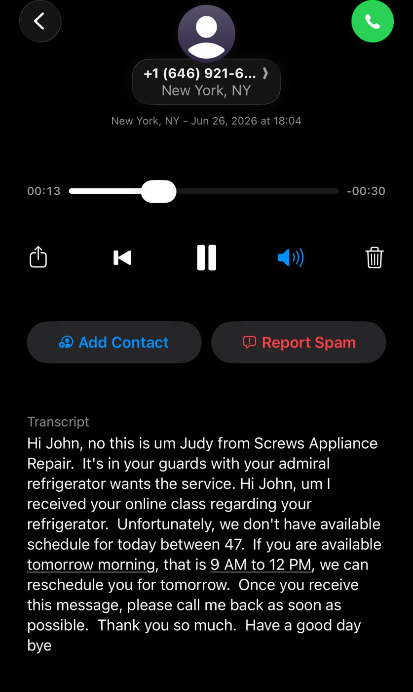 Перезвон ушёл в voicemail